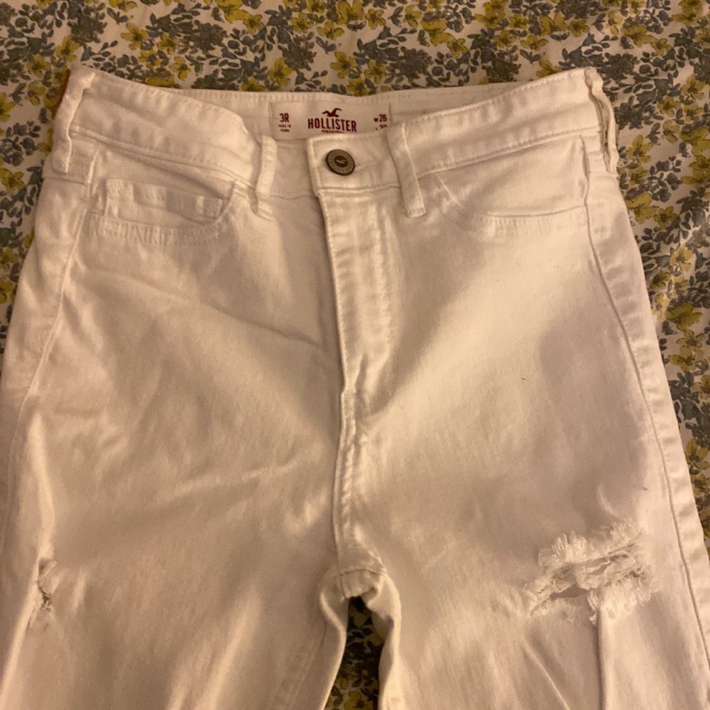 Hollister white ripped jeans